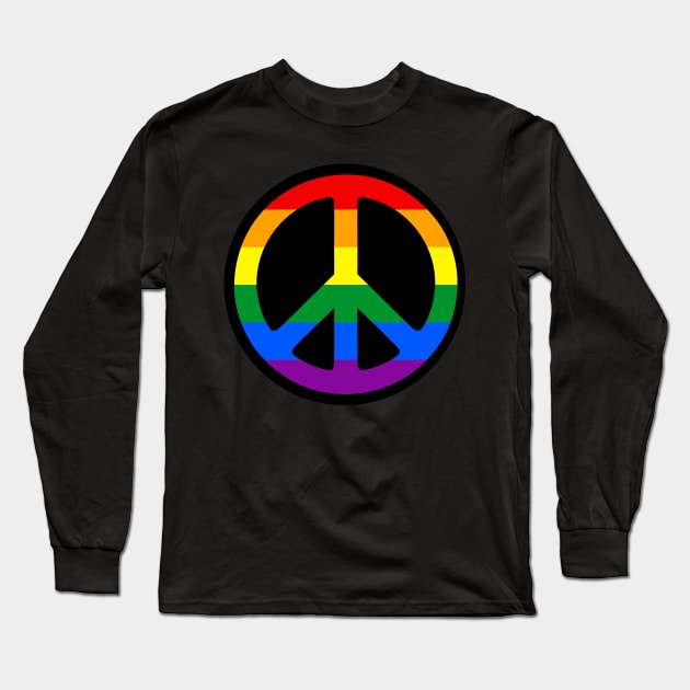 Rainbow Peace Sign Long Sleeve T-Shirt by Bugsponge